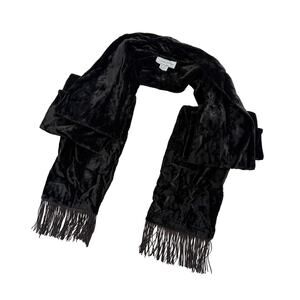 VTG Tasha Polizzi Crushed Velvet Fringe Scarf 70” USA | Western Boho Whimsigoth